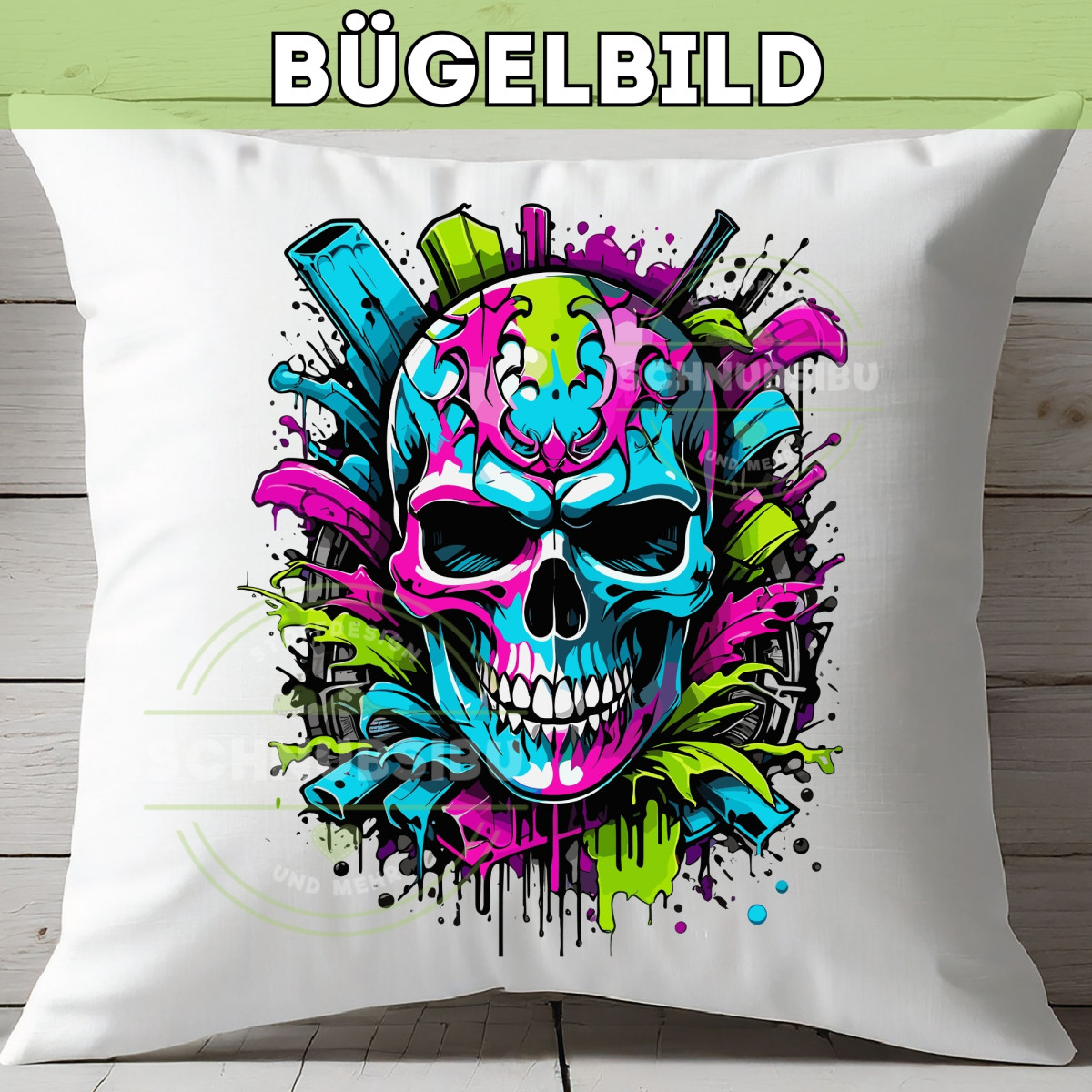 Bügelbild Colorful Skull